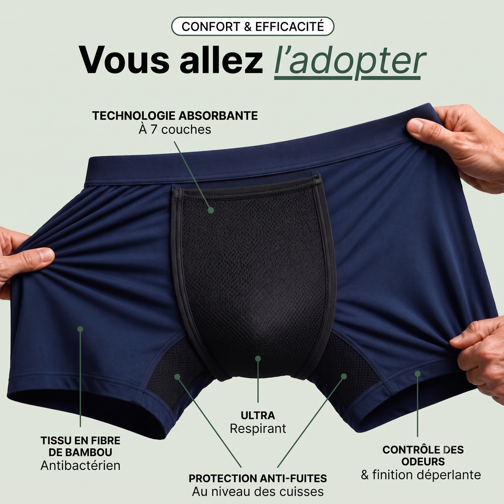 Boxer d'incontinence lavable pour homme